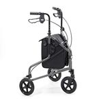 DAYS Tri Wheel 3-Wheel Folding Mobility Walker, Lightweight, Carry-on Bag and Lockable Brakes, Comfortable Mobility Aid for Elderly and Handicapped Users, Graphite