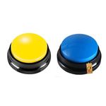 Foodie Puppies Voice Recording Button, Dog Buttons for Communication Pet Training Buzzer Dog Toy, 30 Second Record & Playback, Funny Gift for Study Office Home (Blue + Yellow)