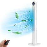 DORTALA 42" Tower Fan, Oscillating Fan with Remote Control, 3 Modes, Timer, 80° Oscillation, Quiet Bladeless Cooling Standing Floor Fans for Bedroom, Home Office, White