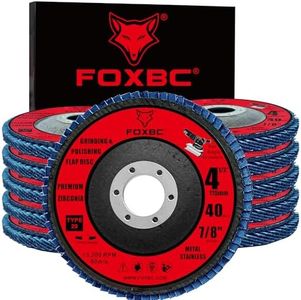 FOXBC 4-1/2 inch Flap Disc for Angle Grinder, 40 Grit, Type 29, Premium Zirconium Grinding and Polishing for Metal, 10 Pack