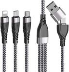 Unillous Multi Charger Cable, [1.2M] USB A/USB C 5 in 1 Multiple Charging Cable Nylon Braided Fast Charge with iP Micro USB Type C Connector for Android Samsung, Huawei, Nokia, LG, Kindle, PS5