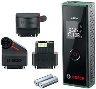 Bosch Home & Garden Zamo III Set Premium Bosch 4 in 1 Digital Laser Measurer Zamo III Set 20m (Range Finder, Tape Adapter, Wheel Adapter, Line Adapter and 2 x AAA Batteries Included), Small, Green