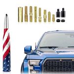 ZKFAR Pack-1 American Flag Design Antenna Mast, Car Truck Bullet Antenna, Compatible with F150 F250 F350 Super Chevrolet Duty Raptor Dodge Ram 1500 2500 3500 Anti Theft Antenna (American Flag Silver)