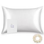 ALASKA BEAR 100% Mulberry Silk Pillowcase for Hair and Skin Health, Hypoallergenic, Standard Size 50x75cm Natural Silk Pillow Case for Beauty Sleep (1pc, White)