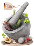 ChefSofi Extra Large 8 Inch 5 Cup-Capacity Mortar and Pestle Set - One Huge Mortar and Two Pestels: 8.5 inch and 6.5 inch - Unpolished Heavy Granite for Enhanced Performance and Organic Appearance
