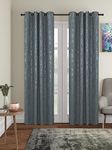 Amazon Brand - Solimo Polyester Blackout Emboss Door Curtains (Pack of 2, 7 Feet, Grey)