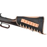 Upgrade Leather Gun Buttstock, Adjustable Ammo Shell Holder for Rifles 30-06, 308, 45-70. (Black, Without EVA)