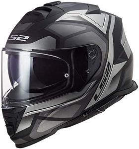 LS2 Helmets Assault Full Face Motorcycle Helmet W/SunShield (Petra Matte Black/Graphite/Gray - Medium)