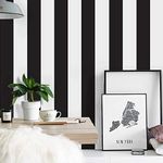 Cohoo Home Black and White Wallpaper Peel and Stick Striped Contact Paper for Cabinets Black and White Contact Paper Modern Self-Adhesive Removable Wallpaper Bedroom Bathroom Waterproof 197inL 18inW