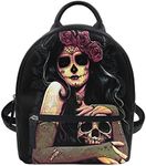 Freewander Fashion Women's Mini Backpack Purse Cool Cartoon Skull Printed Pu Leather Rucksack