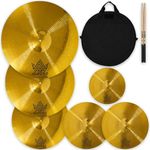 ULUOBO Cymbal Pack, 6 Pieces Drum Cymbals Set 10''/14"/16"/18"/20" Cymbals for Drums