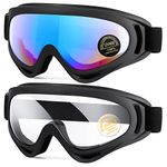 MAMBAOUT Ski Goggles, Snowboard Goggles for Men, Women, Youth, Kids, Boys or Girls, Snow Goggle Winter Skiing Sport Goggles, Anti Fog Protection, Wind Resistance, Pack of 2