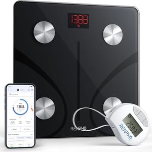 RENPHO Smart Scale and Tape Measure, Digital Bluetooth Scale with Tape Measure for Body Measuring, Weight Loss, Muscle Gain, Gift, 400lbs, Inches/cm