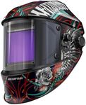ARCCAPTAIN Large Viewing Screen 3.93"X3.66" Welding Helmet, True Color 1/1/1/1 Solar Power Auto Darkening Welding Hood with 4 Arc Sensor, Wide Shade 4/5-9/9-13 for TIG MIG ARC, Brambles
