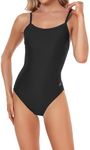 Adoretex Girl's/Women's Solid Pro One-Piece Athletic Sports Racing Swimsuit Swimwear (FN001)-Black-38