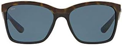 Costa Del Mar Womens Anaa Rectangular Sunglasses, Shiny Olive Tortoise on Black/Grey Polarized-580P, 55 mm