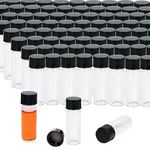 1 Dram Clear Glass Shorty Sample Lab Vials, 4ML,13-425 Black Closed Top PP Screw Cap and Natural PTFE/White Silicone 1mm Thick Septa, 144pcs/pk