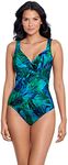 Miraclesuit Women's Swimwear Revele Tummy Control Underwire Bra One Piece Swimsuit, Blue/Multi, 8