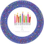 Amscan 8 Count Playful Menorah Happy Hanukkah Round Plates, 10 1/2", Multicolor