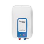 Hindware Atlantic Immedio Blue 3L Instant Water Heater, Stainless Steel Tank, I-Thermostat Feature & Pressure Release Valve (White & Blue), Wall Mounting