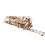 UGears Steam Train Locomotive with Tender | 3D Puzzle Train Mechanical Educational Wooden Puzzles | Wooden Train Puzzles STEM Learning DIY Kits for Adults | Classic Decorative Wooden Train Craft Set