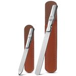 FVION Nail File Set - 2 PCS Professional Metal Nail Files, Stainless Steel Nail File for Fingernails Toenails, Double-Sided Nail File with Coarse and Fine Manicure Pedicure Tools