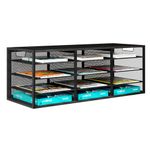 PAG Adjustable Mail Sorter Organizer, Countertop Literature Organizer, Student Mailbox for Classroom, Desktop Bill Paper Organizer for Office Home School, 12 Compartments, Black