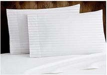 CCWB Pillow Covers Set of 2 Striped 600 Thread Count 100% Egyptian Cotton Excellent Comfort & Breathable Pillowcases (No Insert) (Queen, White Stripe)