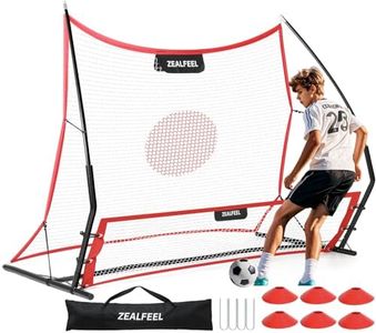 ZEALFEEL Soccer Rebounder, 2-in-1 Soccer Rebound Net, 6'x4.7' Large Net & 6'x16in Small Net, Soccer Bounce Back Net Practice for Team Volley Passing Solo Training, Football Trainer with Backpack Cones