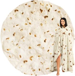 Zulay Kitchen Burrito Tortilla Throw Blanket - Giant Double-Sided Tortilla Blanket for Adult and Kids - 285 GSM Funny Soft Food Blanket - Flannel Round Taco Blanket - (80" Double Sided)