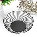 BTSKY Creative Metal Fruit Basket Mesh Vegetable Bowl Wire Fruit Baskets for Kitchen Countertop Holder for Fruit Vegetable Snacks Candy Bread, Black(Short)