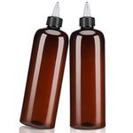 500ml Squeeze Bottles, Segbeauty 2Pcs 16.9oz Amber Refillable Hair Dye Colored Applicator Bottle with Angled Tip, PET Twist-On Top Tip Plastic Empty Dyeing Tool for Hair Color Perm Oil Salon