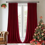 StangH 120 inches Long Christmas Red Velvet Curtains 2 Panels Set, Back Tab & Hook Belt Light Blocking Drapes for Theater, Holiday Decoration for Backdrop, W52 x L120