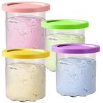 BYKITCHEN Ice Cream Maker Tubs for Ninja Creami NC300UK, Creami Tubs, Ice Cream Containers with Lids, Pack of 4, Ice Cream Tubs, Creami Pots for Ninja Ice Cream Maker NC300UK