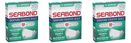 THREE PACKS of Seabond Denture Fixative Uppers