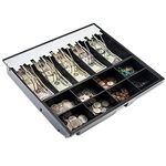 Volcora Cash Drawer Tray - 14.1 x 13 x 2.5 Inch Cash Register Insert - 5 Bill / 8 Coin Replacement Cash Tray - Stainless Steel Currency Compartment - 16" Cash Registers with Fully Removable Tray