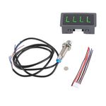 Motor Tachometer, DC 8 to 24V 40mA 10 to 9999RPM 4 Digital LED Tachometer RPM Speed Meter Hall Proximity Switch Sensor NPN Green, Industrial Tachometers