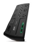 APC Surge Protector with USB Ports, P11U2, 2880 Joule, 8' Cord, Flat Plug, 11 Outlet Power Strip Black