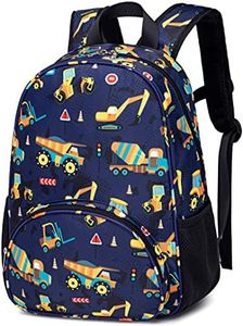 BTOOP Toddler Backpack for Boys Waterproof 3D Cute Kids Backpack Preschool Schoolbag Nursery Daycare Elementary, Construction-navy Blue, (04761)