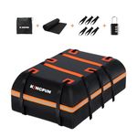 Kingfun Car Rooftop Cargo Carrier Bag - Waterproof 15 Cubic Feet Car Roof Luggage Carrier for All Vechicles with/Without Racks, Includes Anti-Slip Mat, 8 Reinforced Straps, 6 Door Hooks, Luggage Lock