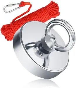 2.36"(60 mm) Fishing Magnet Kit- 500lbs Large Strong Rare Earth Fish Magnets Heavy Duty with 65ft Rope, Super Neodymium High Power Magnet with Handle for Retrieving in Lake, Beach, Lawn(D60 Set) ﻿