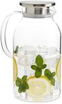 Okuna Outpost 68 Oz / 2 Liter Glass Pitcher with Lid and Spout - Carafe for Water, Juice and Other Drinks (Clear)