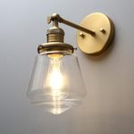 Phansthy Industrial Vintage Edison Wall Light Sconce, E27 Glass Wall Lamp for Bedroom Loft Living Room Kitchen Stairway (Antique Brass)