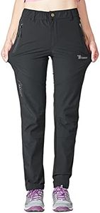 JHMORP Women's Hiking Pants Lightweight Quick Dry Water Resistant Outdoor Sport Work Rain Pants with Zipper Pockets (Black,CA M)