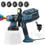 Paint Sprayer for Walls and Ceilings, 700W Paint Spray Gun with 1400ml Container & LED Light, HVLP Electric Paint Sprayers with 5 Nozzles and 3 Patterns for Fences, Sheds, Walls, Furniture, Blue
