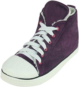 Home Slipper Women's Girl's Winter Warm Soft Plush Comfy Indoor Outdoor Floor Fancy Sneaker Slipper Booties,US 11,Purple