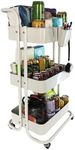 Trolley Cart,3-Tier Storage Cart,Weighing up to 3.25KG, with a load-bearing capacity of 25KG,Multi-Purpose craft trolley Organizer Cart with Casters, for Bathroom,kitchen, Bedroom Storage (White)