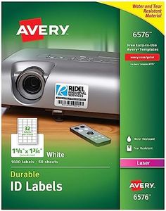 Avery Durable White Cover up ID Labels for Laser Printers, 1.25" x 1.75", Pack of 1600 (6576)