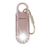 135dB Rechargeable Personal Safety Alarm Built-in Ultra-Bright Torchlight. Non Slip Grip Keychain Emergency SOS Siren for Women, Students, Night Runner. Loud Sound Hiking Bear Alerts Hook. Rose Gold