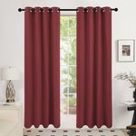 Deconovo Total Blackout Curtains Linen Curtains Room Darkening Curtains with Grommets for Bedroom Living Room Kids Room,Cherry Red,52Wx84L in,2 Panels